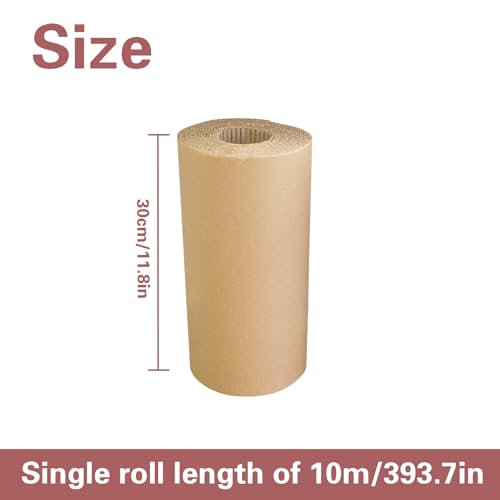 Image of Corrugated Cardboard Roll 12 x 196 Inch Single Face Corrugated Cardboard Roll Shipping Corrugated Roll Heavy Duty Large Paper Corrugated Wrap for Packing Storage Shipping DIY, Brown, 2 Roll