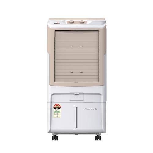 Kenstar Dominar HC 70 Desert Air Cooler|70L Tank|5-Star BEE Rated|5-Year Warranty on Pump & Motor|50 ft Air Throw|Honeycomb Cooling Pads|Ice Chamber|Water Level Indicator I 16-Inch Fan I White & beige