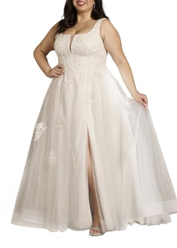 David's Bridal Square Neck Tulle and Lace Ball Gown Wedding Dress