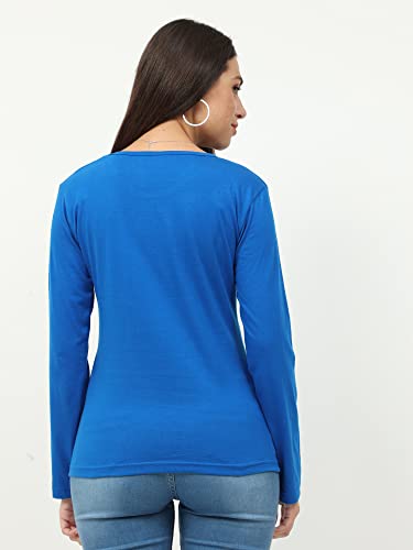 Image of FLEXIMAA Women's Cotton Plain Round Neck Full Sleeve T-Shirt
