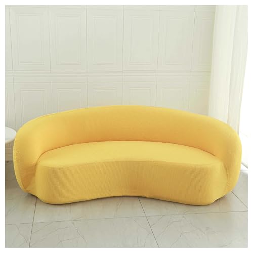 Housse de canapé incurvée élastique jaune en tissu pour module - 2