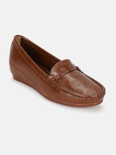 Image of Marc Loire Women Comfortable Textured Wedge Loafer Shoes Casual & Formal Footwear
