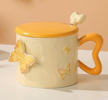 Taza 3D con diseño de mariposa, taza de cerámica con diseño de mariposa, divertida taza 3D para café y té, para novia, taza de té y taza de té 3D, taza divertida, taza de café