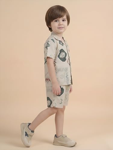 Image of POLKA TOTS 100% Cotton Half Sleeve Shirt and Shorts Combo for Boys | Co-Ord Set for Kids | Summer Wear Dress for Toddlers | Breathable & Skin-Friendly Boys Clothes | Trendy Summer Outfit & Beach Wear