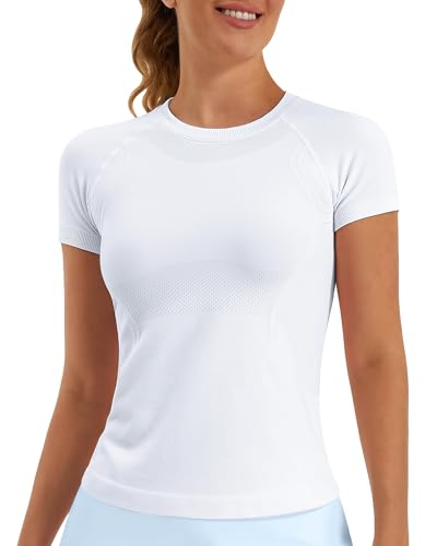 Image of Stelle Women Workout Tops Short Sleeve Seamless Athletic Shirts Yoga Gym Sports Breathable Tees
