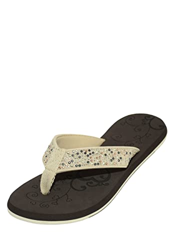 MADSea Damen Zehenstegpantolette Midnight | Flip Flop Zehentrenner Thong Sandale | Badelatschen Strand Pool Sommer braun...