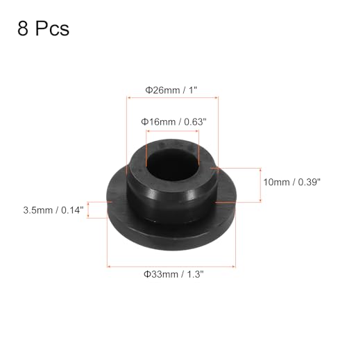 Image of MECCANIXITY 8pcs T-Shaped Silicone Plugs 26mm 1 Inch Dia Snap in Plug Hole Seal Cover Round Rubber Stopper for Kitchen Rubber Bulkheads Waterproof Sealing Plugs Black