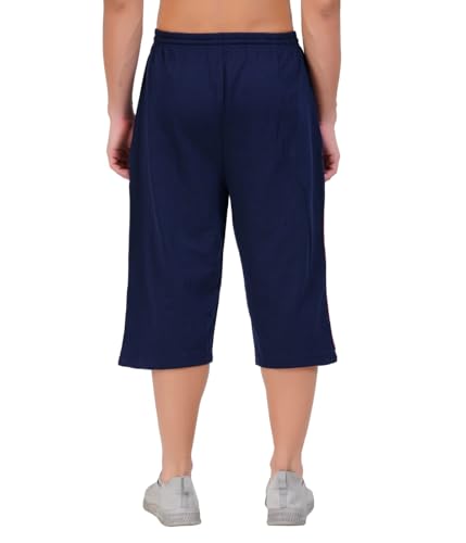 Image of RUGAN Men's Cotton Capri Three-Fourth Shorts | 3 /4th Pants for Men Dual Zipper Pockets | Plus Size Shorts