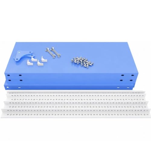 Image of Modern Metal Storage Rack Heavy Duty Organizer Shelf for Home, Kitchen, Living Room, Bedroom & Office | Book Shelf, Plant Stand & Display Rackbin (blue White, Large 60H-35L-09W INCH 6 shelf)