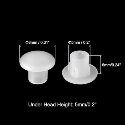 Image of uxcell Screw Hole Plugs, 5mm(3 /16 inch) Dia PP Snap in Shelf Button Flush Type Caps for Furniture Cabinet Cupboard, Clear White 180 Pcs