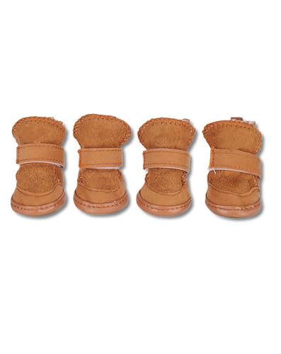 WIHFHGZ Botas para Perros, Patucos para Perros, Zapatos Antideslizantes, Terciopelo Cálido, Correa Ajustable, Resistentes al Desgaste, Invierno y Otoño, 4 Unidades