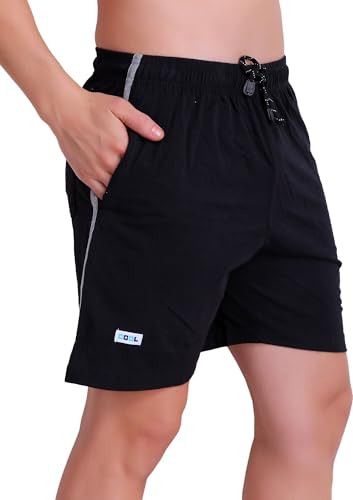 Image of T.T. Cotton Blend Shorts for Men | Regular Fit | Elasticated & Zipper | 2 Sided Pockets & 1 Back Pocket | Solid | Above Knee Length Bermuda Short | Ideal for Casual Outings
