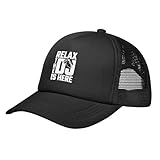 wikjxiz Relax The DJ's Here Men/Women Adjustable Mesh Hat Trucker Hats Funny Baseball Cap Outdoor Sports Caps Black