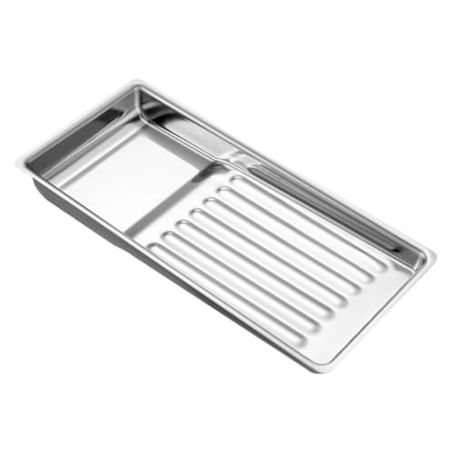 NOLITOY Bandeja Organizadora de Acero Inoxidable Herramientas de Belleza y Tatuaje Bandeja Pequeña con Ranuras para Instrumentos Uso Salones y Esterilización