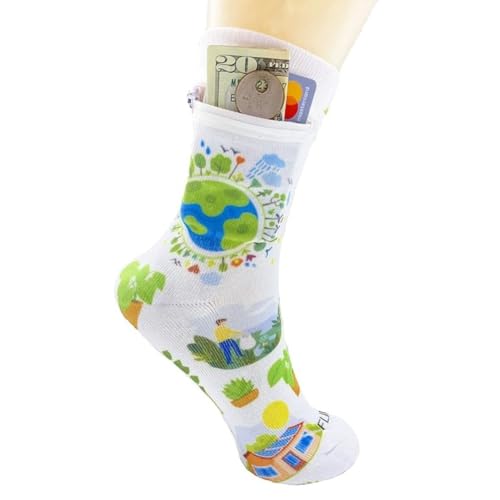 Image of Zipper Sock Wallet - Cotton & Polyester Zipper Socks with Pockets - Fits shoe size 6-13