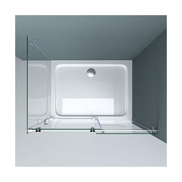doporro Eck-Duschkabine Eckdusche Ravenna17-2 90x100x195cm Duschabtrennung mit Schiebetür ESG-Sicherheitsglas Klarglas 4-Punktbefestigung inkl. beidseitiger Easy-Clean-Beschichtung – Bild 7