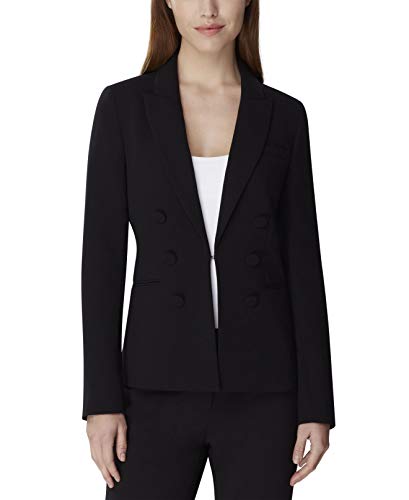 Tahari By ASL Womens Blazers Petite Double-Breasted Black 6P