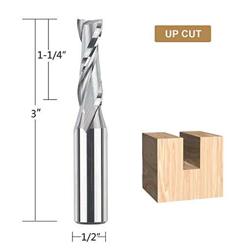 Spetool Spiral Router Bits With Upcut 3/8 Inch Cutting Diameter, 1/2 Inch Shank Hrc55 Solid Carbide Cnc End Mill For Wood Small Cut, Carving #TOP1