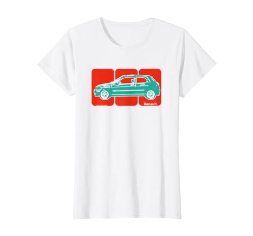 Renault Clio Classic Hatchback Car T-Shirt, Women, White, Small