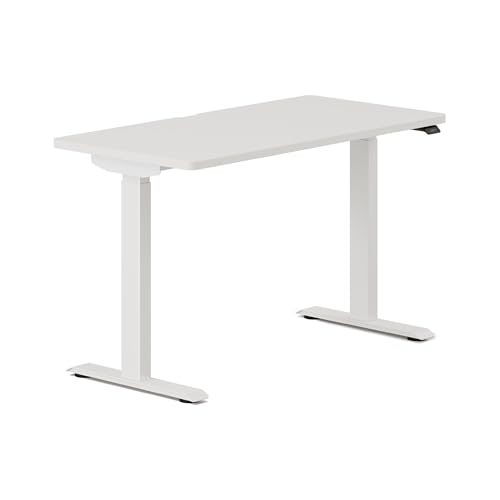 Image of Branch Duo Standing Desk, Adjustable Standing Desk with 20 inch Range | OLED Control Panel, Frameless Design and Compact Size Suitable for Many Spaces, 48 Inches, White Base, White Top