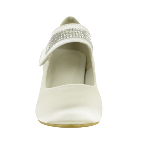 Fashion Thirsty Womens Wedding Diamante Prom Low Mid High Heel Bridal Court Pumps Shoes Size - Image 3