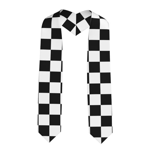 KadUe Black And White Checkered Unisex Adult Plain Graduation Stole,Graduation Sash