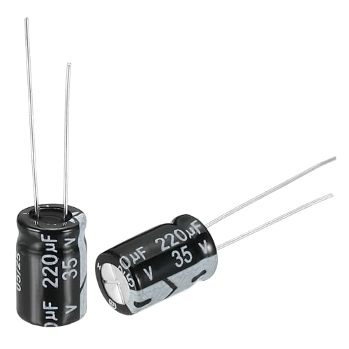 sourcing map 220uF 35V 8x12mm Electrolytic Capacitor, Radial Leads Aluminum Capacitors for TV, VCD, LCD Monitor, Speaker, 50Pcs