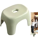 Sgabello basso- fideale, lino Fabric pouf con seduta imbottita | Gambe in legno di pino sgabello rettangolare, poggiapiedi da scrivania, scale per cani per letti alti e divano, r