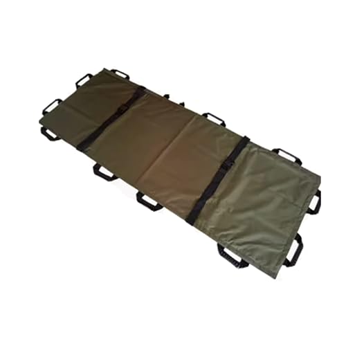Civière pliante portable en nylon vert 180x70 cm avec 12 poignées pour patients