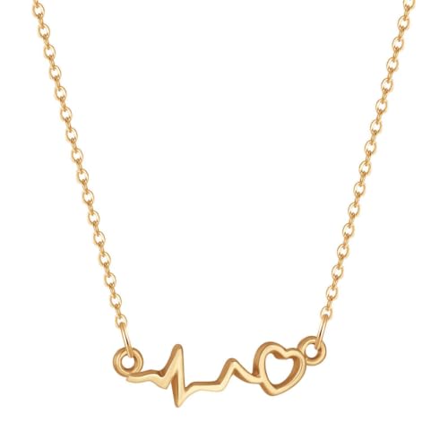 Collier infirmier heartbeat EKG bijoux accessoires dorés de garde