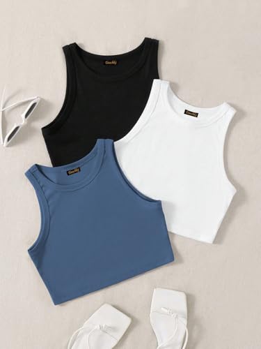 Image of Tops for Women Crop Top for Women's Tank Activewear Tee Sports Western Casual Cotton Camisole Pack of 3 Combo