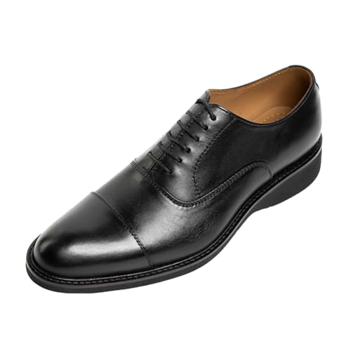 Men's Dress Shoes | Genuine Leather Formal Shoes for Men Oxford Style Cap Toe Design Rubber Sole