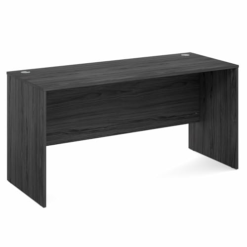 Image of Furinno Roger Computer Desk, 60 Inch Rectangular Executive Desk with Modesty Panel, Home Office Desk with Thick Tabletop, Desk Cord Grommet, Scratchproof, for Home Study, Office, Coastal Grey