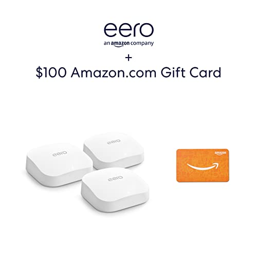 Image of Amazon eero Pro 6E system (3-pack) with $100 Amazon.com Gift Card
