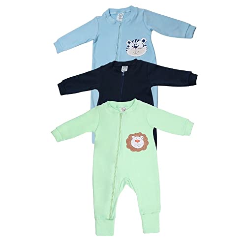 Macacao Bebe Kit 3 Peças Com Ziper Bordado e Liso Roupa Menina 10...