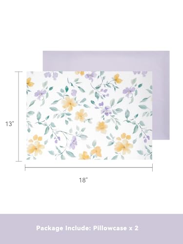 Image of TILLYOU Toddler Pillowcases 13 x 18 Travel Pillow Case 2 Pack, Kids Pillowcases Machine Washable with Envelope Closure, Flower Whispers