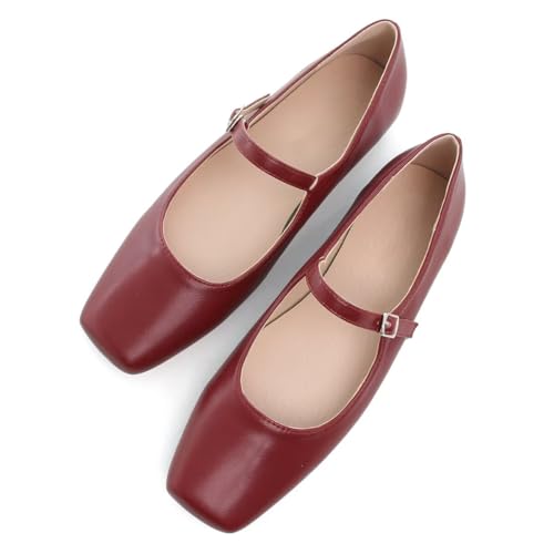 Image of LUXINYU Women's Slip on Flats,Classy Round Toe Solid Classic Mary Jane Ballet Dance Shoes Soft Comfortable PU Flat Shoes