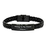 New Hiking Braided Leather Bracelet, Hiking is My Happy Place, Present for Men Women, Unique Gifts from Friends, Hiking Boots, Hiking Backpack, Hiking Socks, Hiking hat, Hiking Poles, Hiking GPS