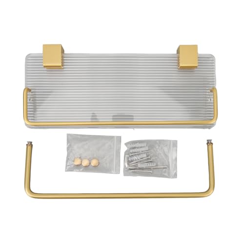 Estantería Flotante con Barra para Toallas, Soporte de Estante para Toallas de baño montado en la Pared, estantería de acrílico y Aluminio Que Ahorra Espacio para Toallas y (30Q)