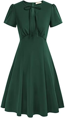 Belle Poque Women's 1940s Vintage A Line Swing Dress Keyhole Tie ...