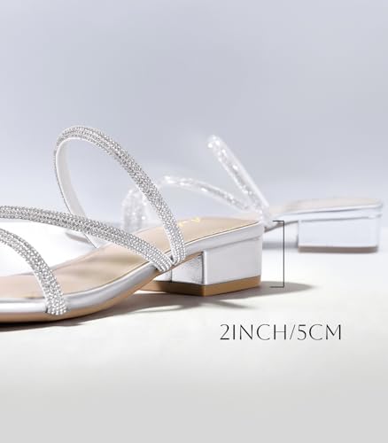 Image of Ankis Black Nude White Strappy Heels Women 1 Inch Low Chunky Block Heel Heeled Sandals Square Open Toe Slip On Slides Mules