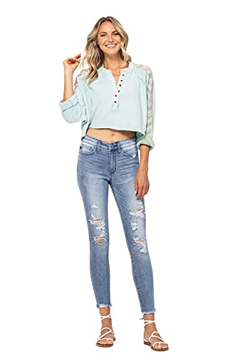 Judy Blue Women's Mid-Rise Destroyed Skinny Jeans