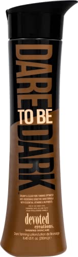Devoted Creations Dare To Be Dark Tanning Lotion – Creamy And Clear Pure Tanning Optimizer, Anti-Reddening, Sensitive Skin Formula With Essential Vitamins And Nutrients – 8.45 Oz. #TOP5