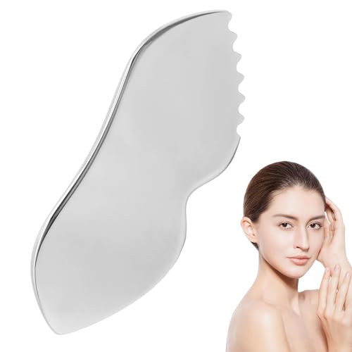 Gua Sha Acero Inoxidable - Acero Inoxidable,Herramienta GuaSha Facial Raspador facial para reafirmar la piel y eliminar las bolsas