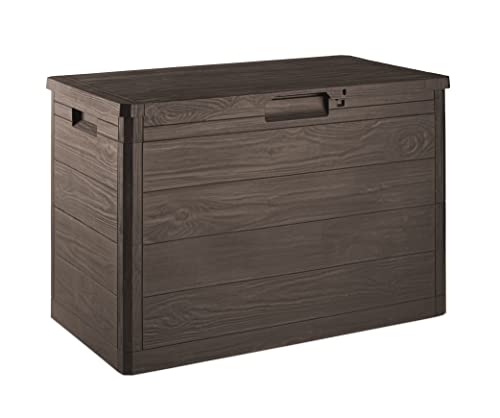 Toomax Baule Multibox Woody's 160L portattrezzi per Esterni, Effetto Legno, Dim. cm 77,5x44,5x52,7h, Art.186, colore marrone