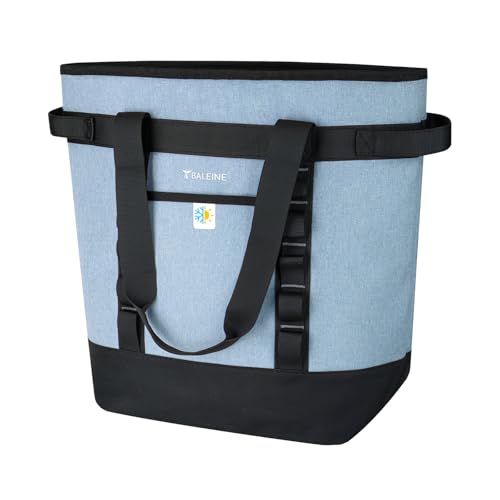 BALEINE Large 36-Can Cooler Bags Insulated, PEVA Soft Cooler Tote Bag, Insulated Grocery Bags with Zippered Top (8.5 Gallon, Teal)