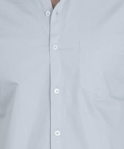 Image of Fifth Anfold Men's Pure Cotton Solid Color Mandarin Collar Full Sleeve Casual Wear Shirt, Office Wear for Men
