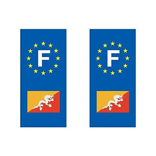 Autocollant plaque immatriculation moto drapeau bhoutan