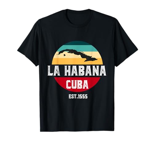 Las Habana Cuba Map Souvenir Retro Vintage Cubano Cuba Camiseta