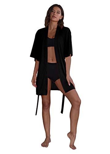 Women's Kimono Robes (3 -Pack) Lightweight Bath Robe/Soft Sleepwear V-Neck Ladies Nightwear - Coverup4